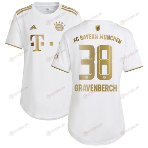 Ryan Gravenberch 38 Bayern Munich Women 2022/23 Away Jersey - White