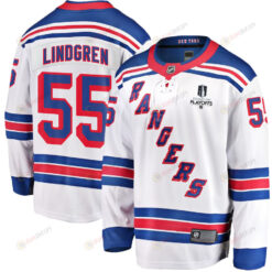 Ryan Lindgren 55 New York Rangers Stanley Cup 2023 Playoffs Patch Away Breakaway Men Jersey - White