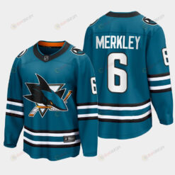 Ryan Merkley 6 San Jose Sharks 2022-23 Home The Evolve Teal Jersey