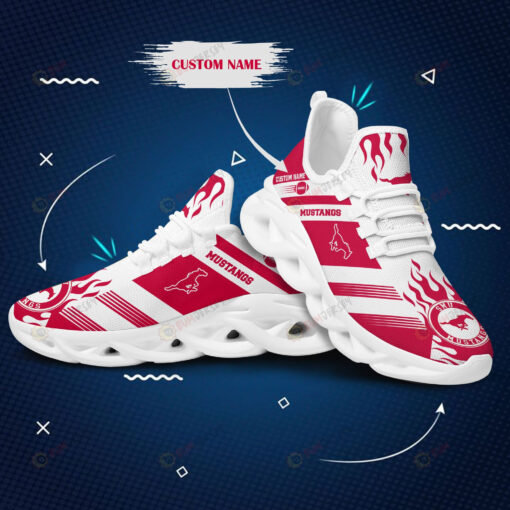 SMU Mustangs Logo Fire Pattern Custom Name 3D Max Soul Sneaker Shoes