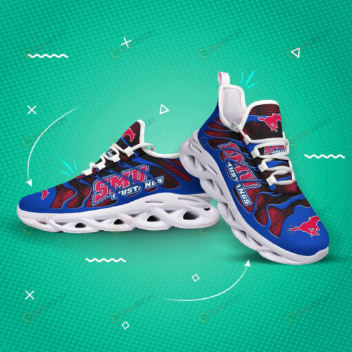 SMU Mustangs Logo Hole Pattern 3D Max Soul Sneaker Shoes In Blue