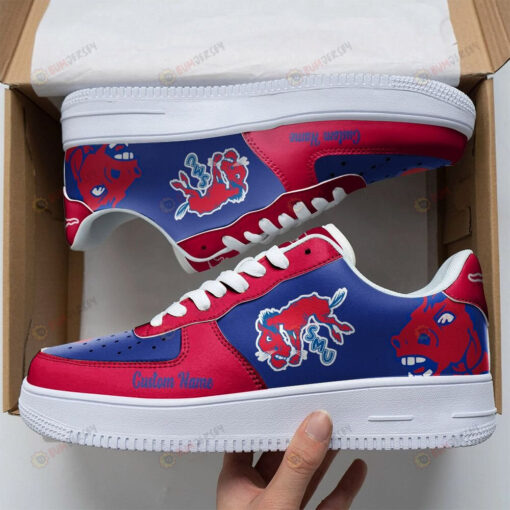 SMU Mustangs Mascot Team Logo Air Force 1 Custom Name Shoes