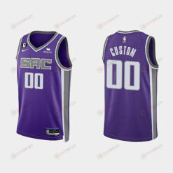 Sacramento Kings 00 Custom 2022-23 Icon Edition Purple Men Jersey