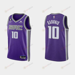 Sacramento Kings 10 Domantas Sabonis 2022-23 Icon Edition Purple Men Jersey