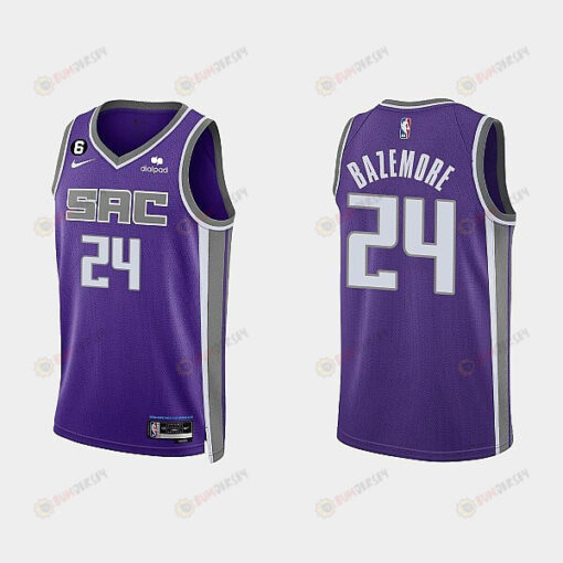 Sacramento Kings 24 Kent Bazemore 2022-23 Icon Edition Purple Men Jersey