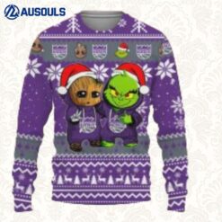 Sacramento Kings Baby Groot And Grinch Ugly Sweaters For Men Women Unisex