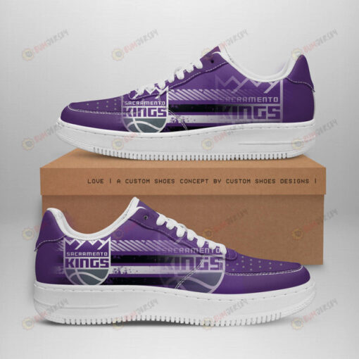 Sacramento Kings Logo Stripe Pattern Air Force 1 Printed In Purple