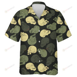 Sacry Camouflage Human Skull On Black Background Hawaiian Shirt