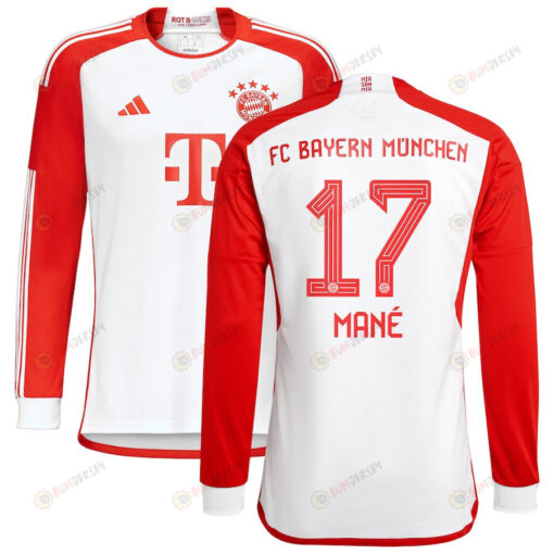 Sadio Man? 17 Bayern Munich 2023/24 Home Long Sleeve Men Jersey - White