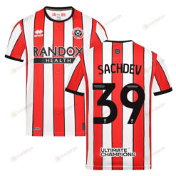 Sai Sachdev 39 Sheffield United 2022-23 Home Jersey - Red/White Stripes