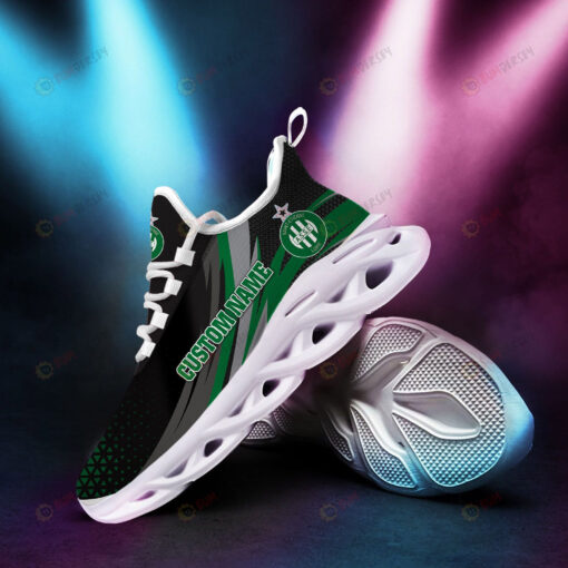 Saint-Etienne Logo Pattern Custom Name 3D Max Soul Sneaker Shoes In Black Green