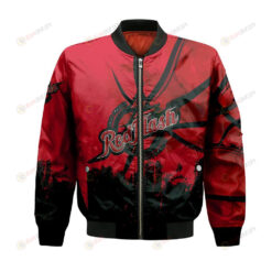 Saint Francis Red Flash Bomber Jacket 3D Printed Basketball Net Grunge Pattern