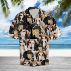 Saluki Dog Heads Short Sleeve Hawaiian Shirt