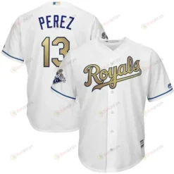 Salvador Perez Kansas City Royals World Series Champions Gold Program Cool Base Player Jersey - White