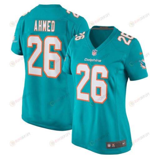 Salvon Ahmed 26 Miami Dolphins Game Women Jersey - Aqua