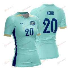 Sam Kerr 20 Australia 2023 Women Away Jersey - Turquoise - All Over Printed Jersey