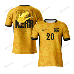 Sam Kerr 20 Signed Australia 2023 Road To World Cup Champions Ver 2 Youth Home Jersey - Yellow - All Over Printed Jersey