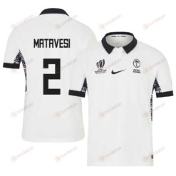 Sam Matavesi 2 Fiji 2023 Rugby World Cup Home Stadium Jersey - White