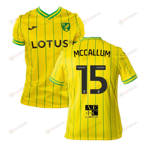 Sam McCallum 15 Norwich City 2022-23 Home Jersey - Yellow