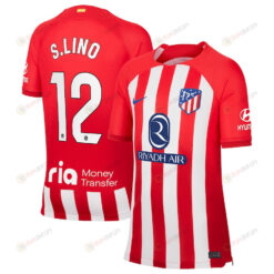 Samuel Lino 12 Atletico de Madrid 2023/24 Home Stadium YOUTH Jersey - Red