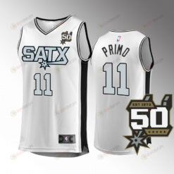 San Antonio Spurs 11 Joshua Primo Fast Break Men Jersey 2022-23 50th Anniversary White Association Edition