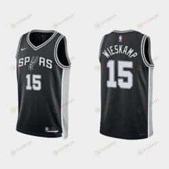 San Antonio Spurs 15 Joe Wieskamp 2022-23 Icon Edition Black Men Jersey