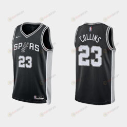 San Antonio Spurs 23 Zach Collins 2022-23 Icon Edition Black Men Jersey