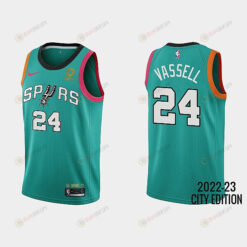 San Antonio Spurs 24 Devin Vassell 2022-23 City Edition Teal Men Jersey