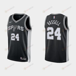 San Antonio Spurs 24 Devin Vassell 2022-23 Icon Edition Black Men Jersey