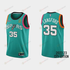 San Antonio Spurs 35 Romeo Langford 2022-23 City Edition Teal Men Jersey