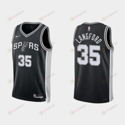 San Antonio Spurs 35 Romeo Langford 2022-23 Icon Edition Black Men Jersey