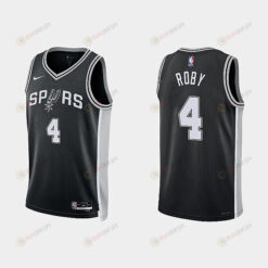 San Antonio Spurs 4 Isaiah Roby 2022-23 Icon Edition Black Men Jersey