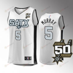 San Antonio Spurs 5 Dejounte Murray Fast Break Men Jersey 2022-23 50th Anniversary White Association Edition