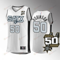 San Antonio Spurs 50 David Robinson Fast Break Men Jersey 2022-23 50th Anniversary White Association Edition