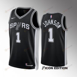 San Antonio Spurs Alize Johnson 1 2022-23 Icon Edition Black Jersey Swingman