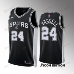 San Antonio Spurs Devin Vassell 24 2022-23 Icon Edition Black Jersey Swingman