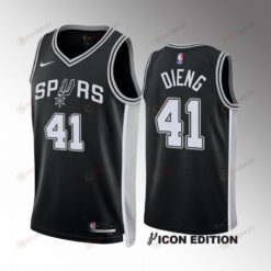 San Antonio Spurs Gorgui Dieng 41 2022-23 Icon Edition Black Jersey Swingman