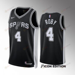 San Antonio Spurs Isaiah Roby 4 2022-23 Icon Edition Black Jersey Swingman