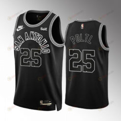 San Antonio Spurs Jakob Poltl 25 2022-23 Classic Edition Black Jersey