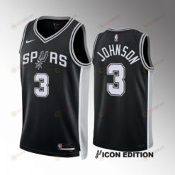 San Antonio Spurs Keldon Johnson 3 2022-23 Icon Edition Black Jersey Swingman