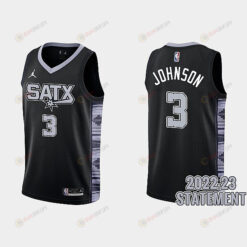 San Antonio Spurs Keldon Johnson 3 Black 2022-23 Statement Edition Men Jersey