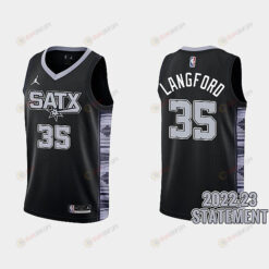 San Antonio Spurs Romeo Langford 35 Black 2022-23 Statement Edition Men Jersey