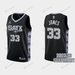 San Antonio Spurs Tre Jones 33 Black 2022-23 Statement Edition Men Jersey