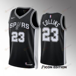 San Antonio Spurs Zach Collins 23 2022-23 Icon Edition Black Jersey Swingman