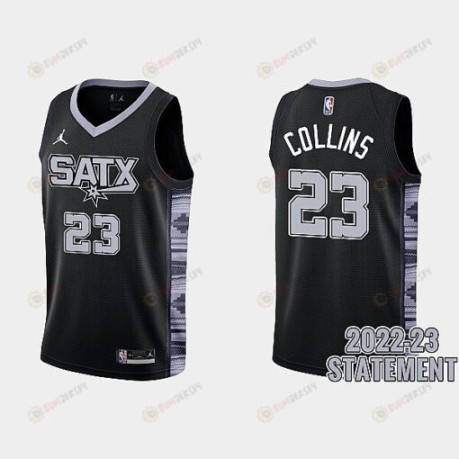 San Antonio Spurs Zach Collins 23 Black 2022-23 Statement Edition Men Jersey