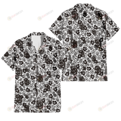 San Diego Padres Black And White Hibiscus Leaf White Background 3D Hawaiian Shirt
