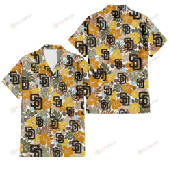 San Diego Padres Brown Yellow Hibiscus White Background 3D Hawaiian Shirt