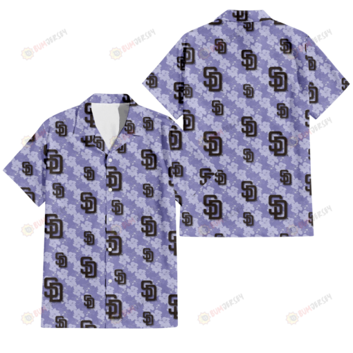 San Diego Padres Light Purple Hibiscus Pattern Stripe Powder Purple 3D Hawaiian Shirt