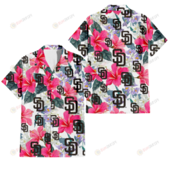 San Diego Padres Pink Hibiscus White Orchid White Background 3D Hawaiian Shirt