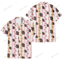 San Diego Padres Pink Hibiscus Yellow Pink Orchid White Background 3D Hawaiian Shirt